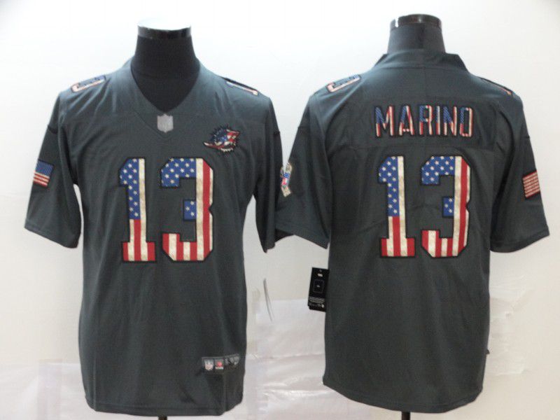 Men Miami Dolphins #13 Marino Carbon Black Retro USA flag Nike NFL Jerseys->baltimore ravens->NFL Jersey